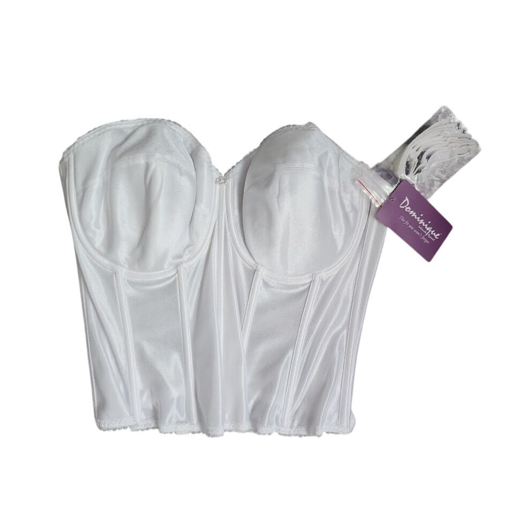 DOMINIQUE White Longline Strapless Bustier Corset Bridal Lingerie bra 40DD NWT